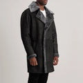 Fjordline Heritage Leather Shearling Coat - Distressed Black for sale