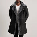 Fjordline Heritage Leather Shearling Coat - Distressed Black for sale