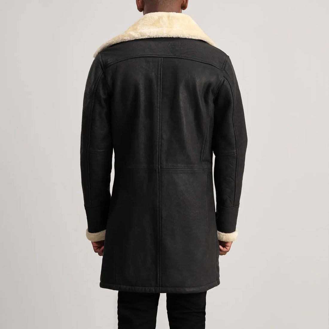 Fjordline Heritage Leather Shearling Coat Black for sale