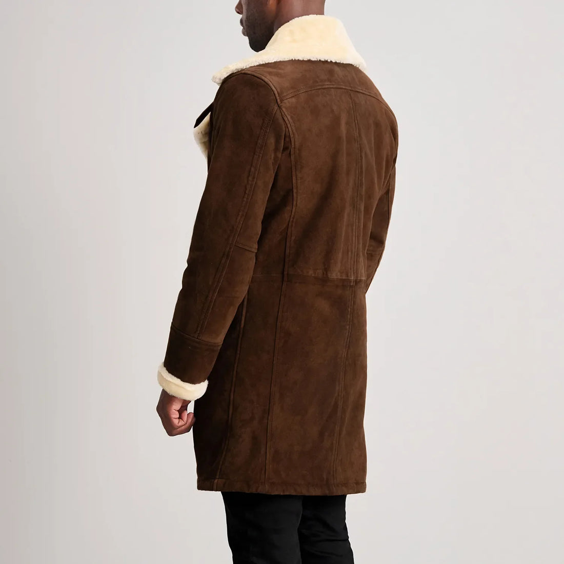 Fjordline Heritage Suede Shearling Coat Brown for sale