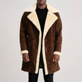 Fjordline Heritage Suede Shearling Coat Brown for sale