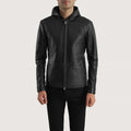 Flexshade Sleek Hooded Leather Jacket for sale