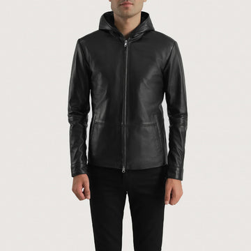 Flexshade Sleek Hooded Leather Jacket for sale