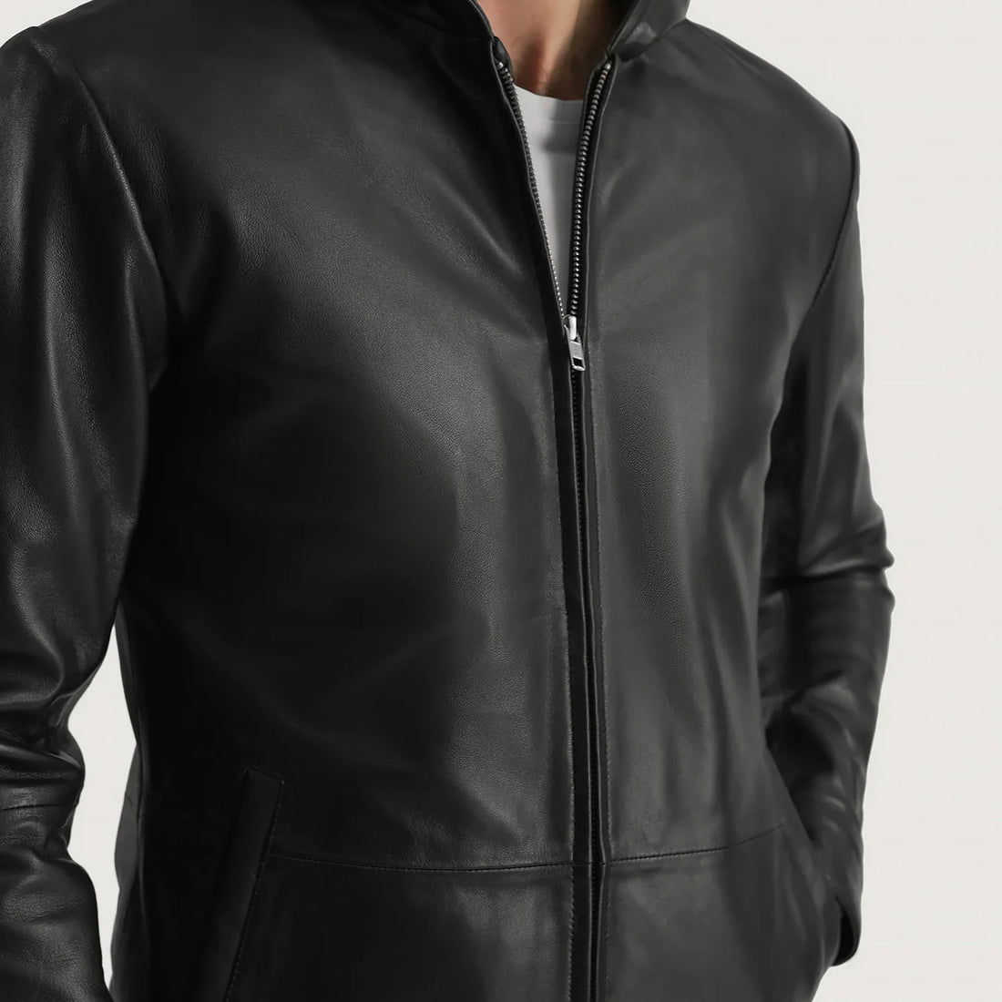 Flexshade Sleek Hooded Leather Jacket for sale
