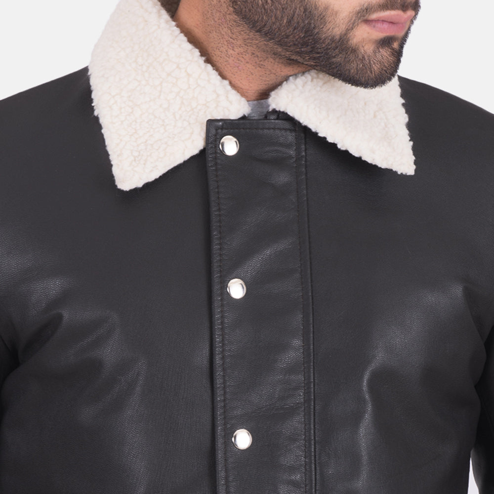 Fur Collar Leather Shirt for sale