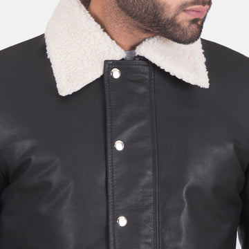 Fur Collar Leather Shirt for sale