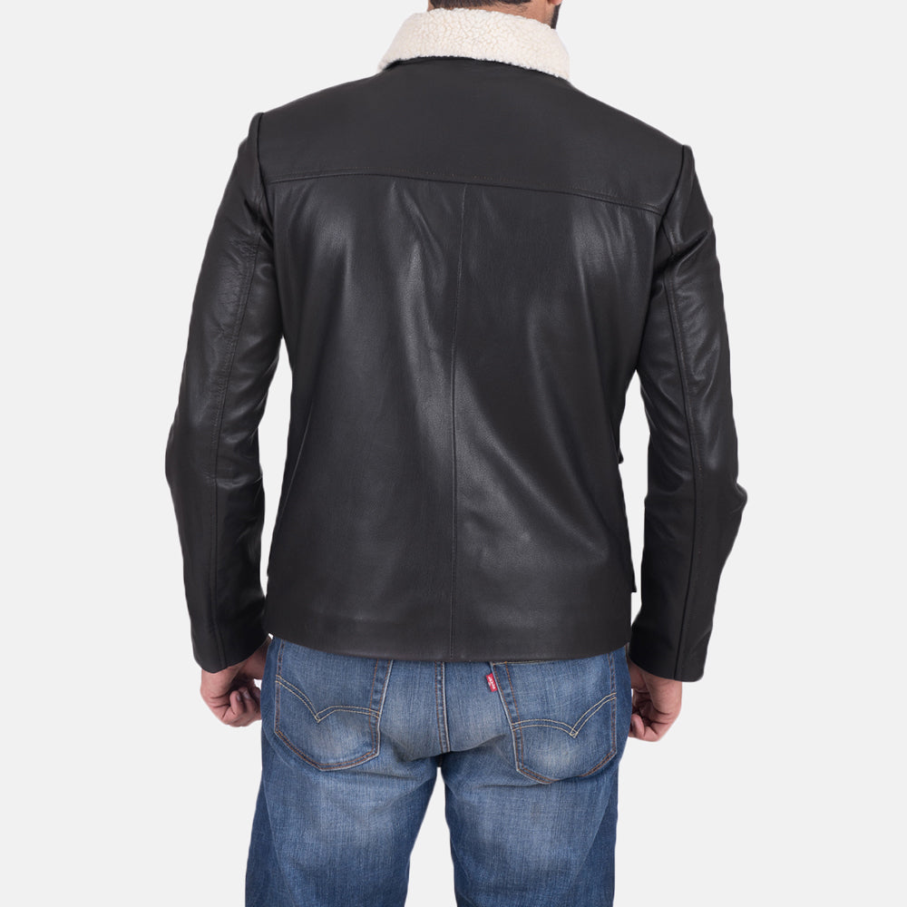 Fur Collar Leather Shirt for sale