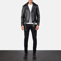 Leather Biker Jacket - Black for sale