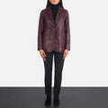 Garnet Noir Maroon Leather Blazer for sale