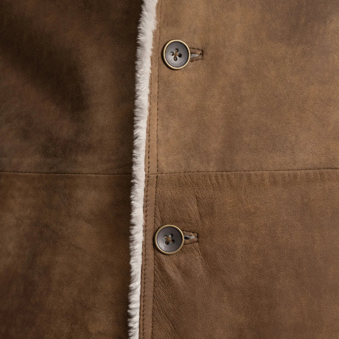 Glenmore Leather Shearling Long Coat - Distressed Brown for sale