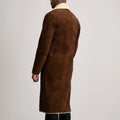 Glenmore Suede Shearling Long Coat - Brown for sale