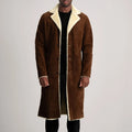 Glenmore Suede Shearling Long Coat - Brown for sale