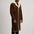 Glenmore Suede Shearling Long Coat - Brown for sale