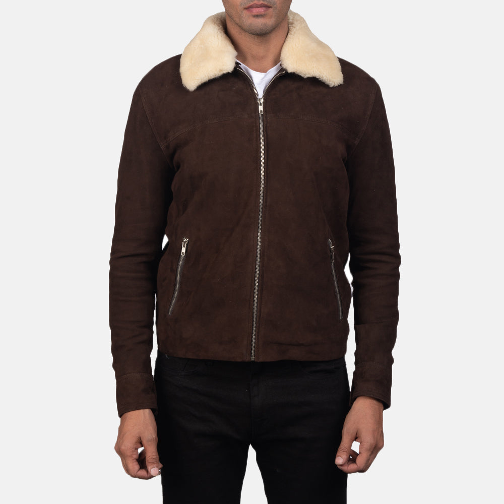Harborline Suede Shearling Leather Jacket For Sale