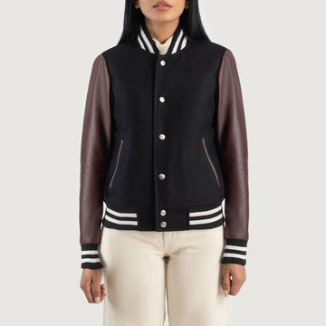 Hybrid Realm Black-Maroon Varsity Jacket for sale