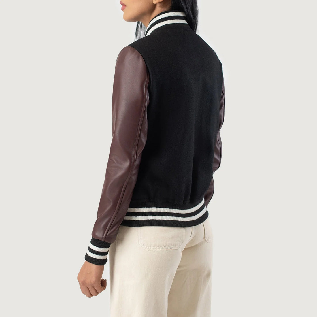 Hybrid Realm Black-Maroon Varsity Jacket for sale