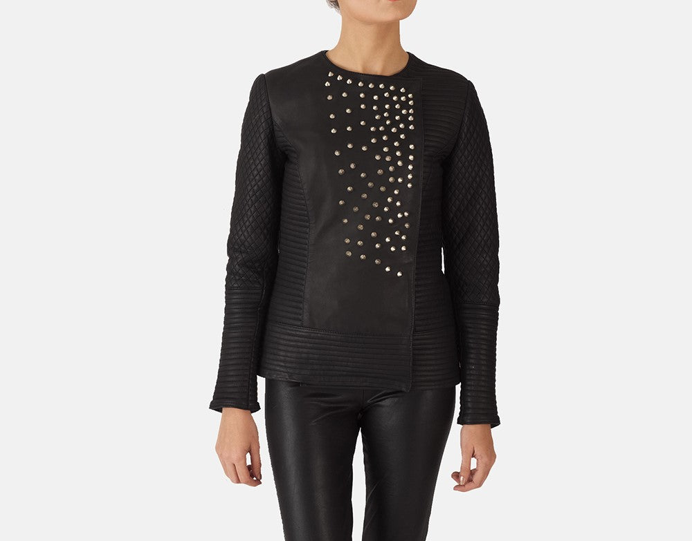 Ignite Noir Studded Leather Biker For Sale