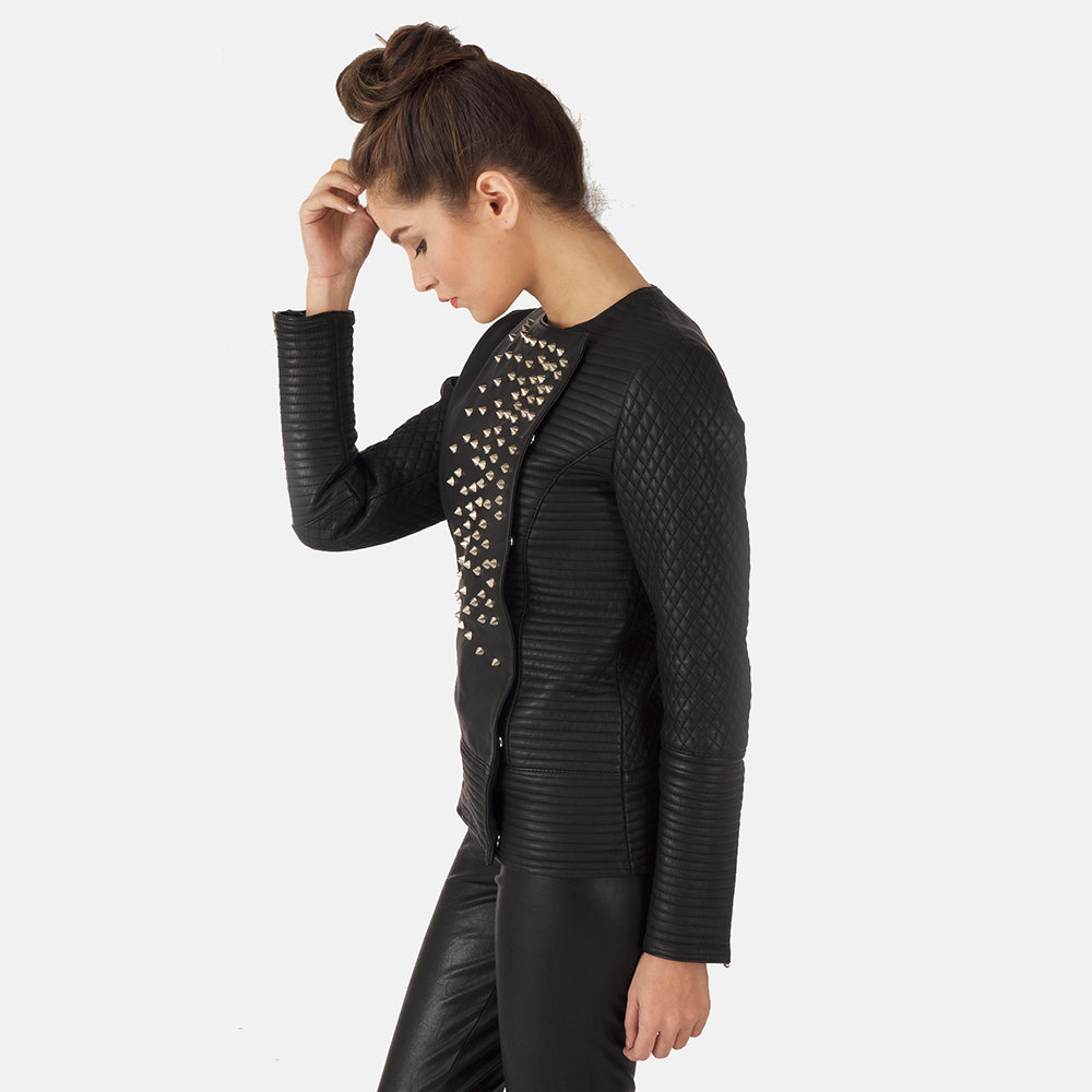 Ignite Noir Studded Leather Biker For Sale