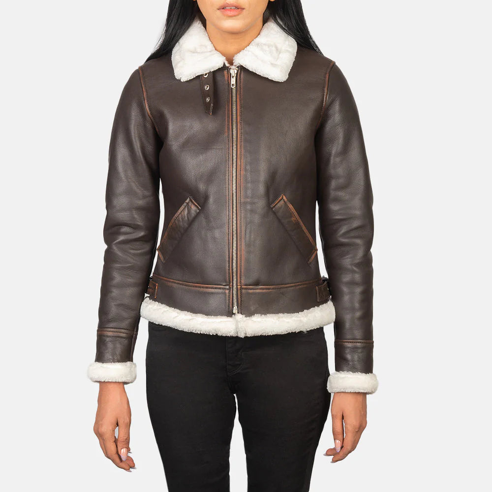 Ironhale Brown B-3 Bomber Leather Jacket for sale
