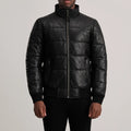 Lucent Core Leather Puffer Jacket Black for sale