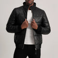 Lucent Core Leather Puffer Jacket Black for sale