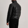 Lucent Core Leather Puffer Jacket Black for sale