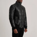 Lucent Core Leather Puffer Jacket Black for sale