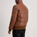 Lucent Core Leather Puffer Jacket Brown for sale