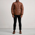 Lucent Core Leather Puffer Jacket Brown for sale