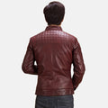 Quilted Leather Biker Jacket - Maroon for sale