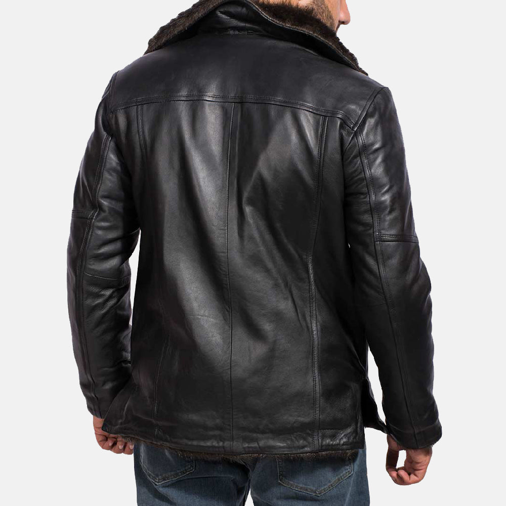 Fur Leather Coat - Black for sale