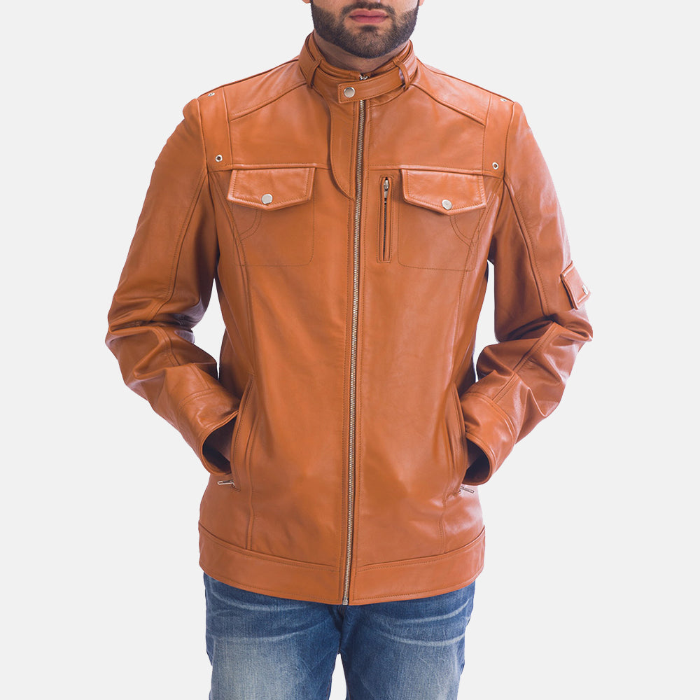 Hans Leather Jacket - Tan Brown for sale
