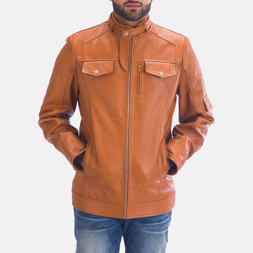 Hans Leather Jacket - Tan Brown for sale
