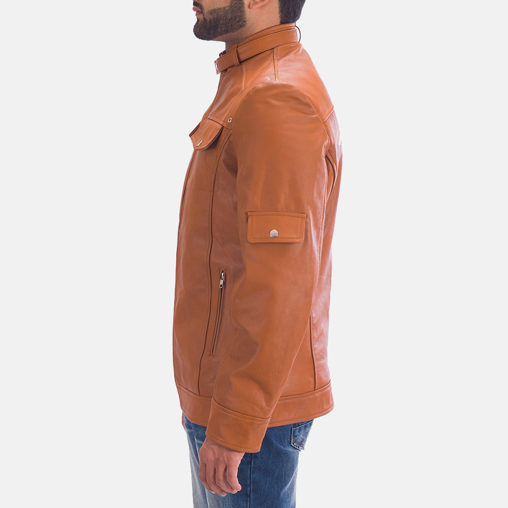 Hans Leather Jacket - Tan Brown for sale
