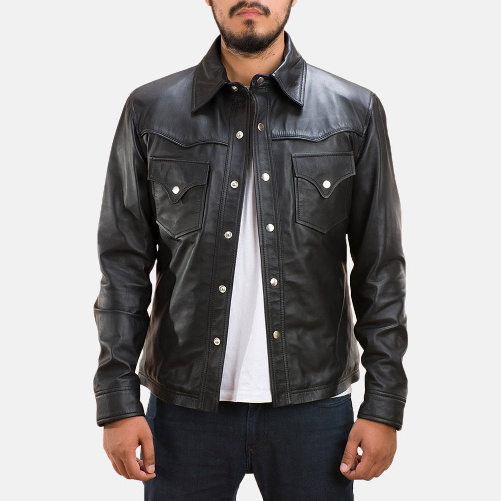 Ranchson Leather Shirt - Black for sale