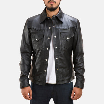 Ranchson Leather Shirt - Black for sale