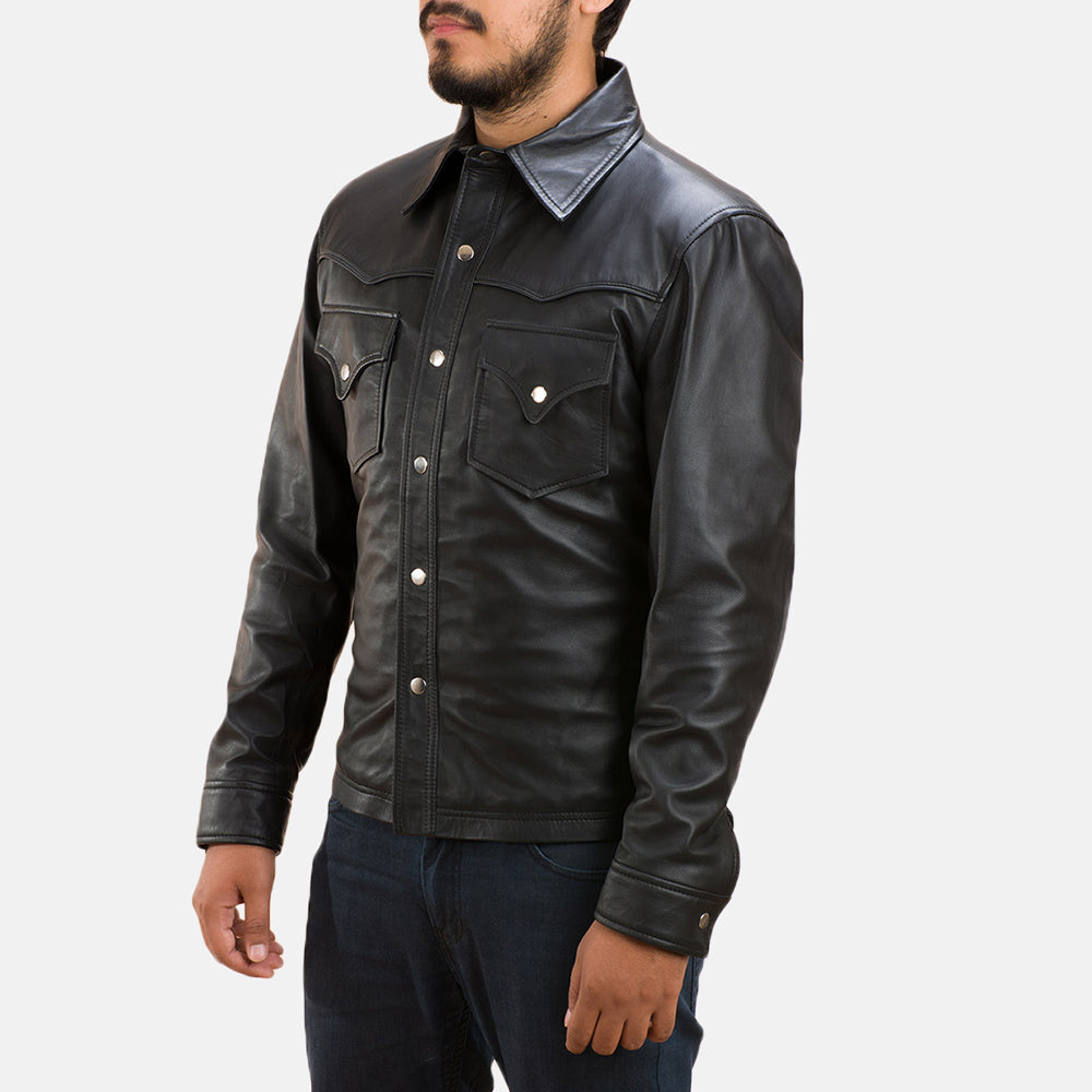 Ranchson Leather Shirt - Black for sale