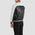MonoStrike Leather Varsity Jacket – Black & White for sale