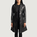 Noctis Black Belted Leather Trench Coat for sale