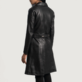 Noctis Black Belted Leather Trench Coat for sale