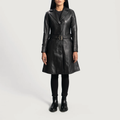 Noctis Black Belted Leather Trench Coat for sale