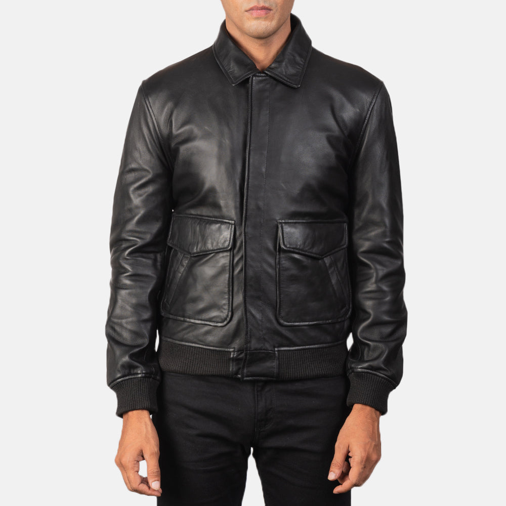 Noircrest Prime Leather Bomber Jacket for sale
