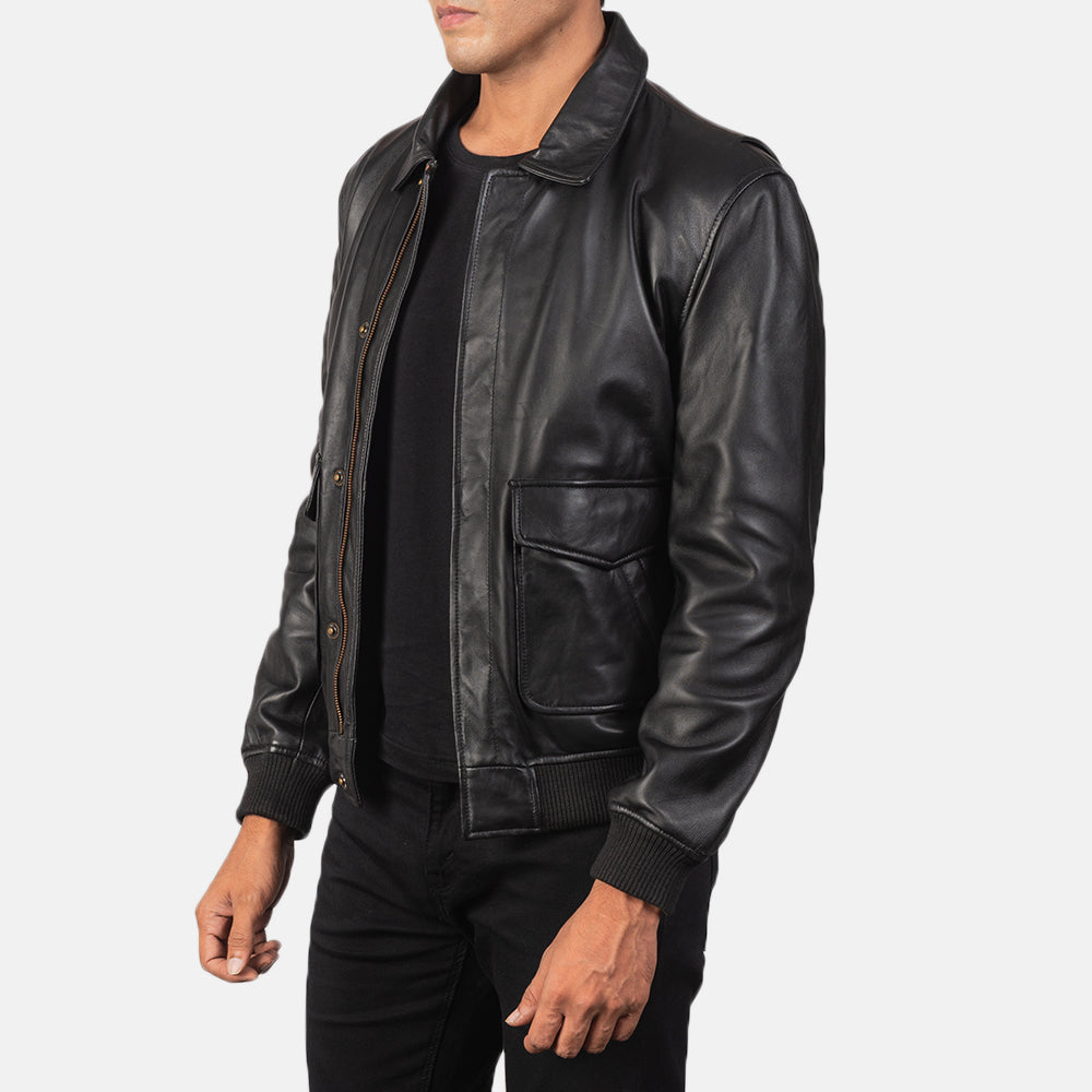 Noircrest Prime Leather Bomber Jacket for sale