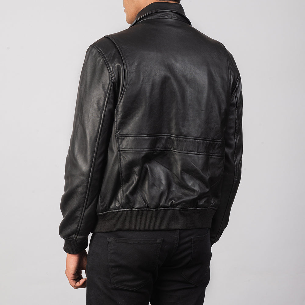Noircrest Prime Leather Bomber Jacket for sale