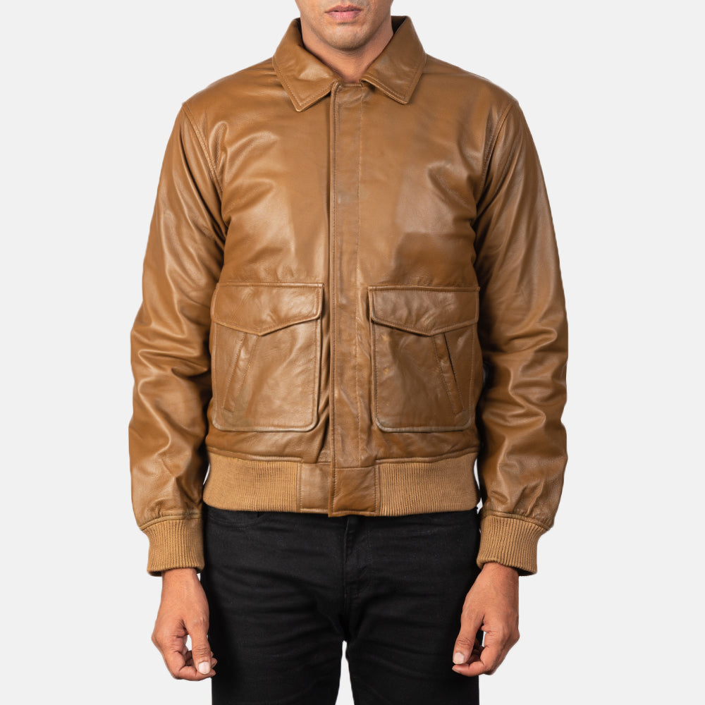 Noircrest Prime Leather Bomber Jacket for sale