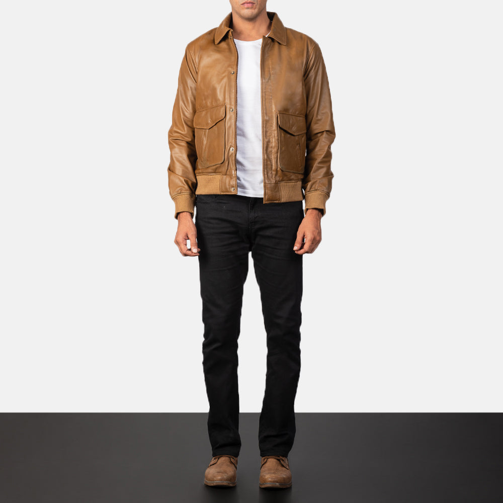 Noircrest Prime Leather Bomber Jacket for sale