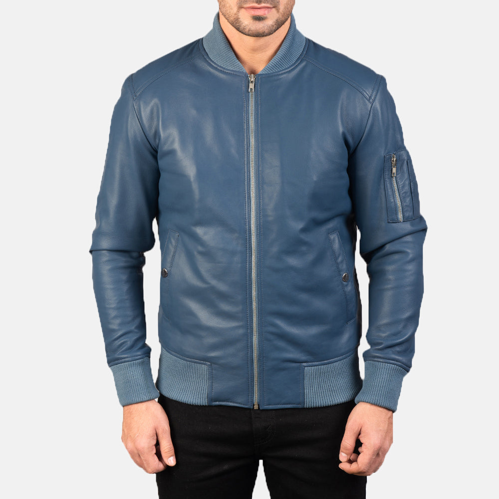 Noirflare Leather Bomber Jacket for sale
