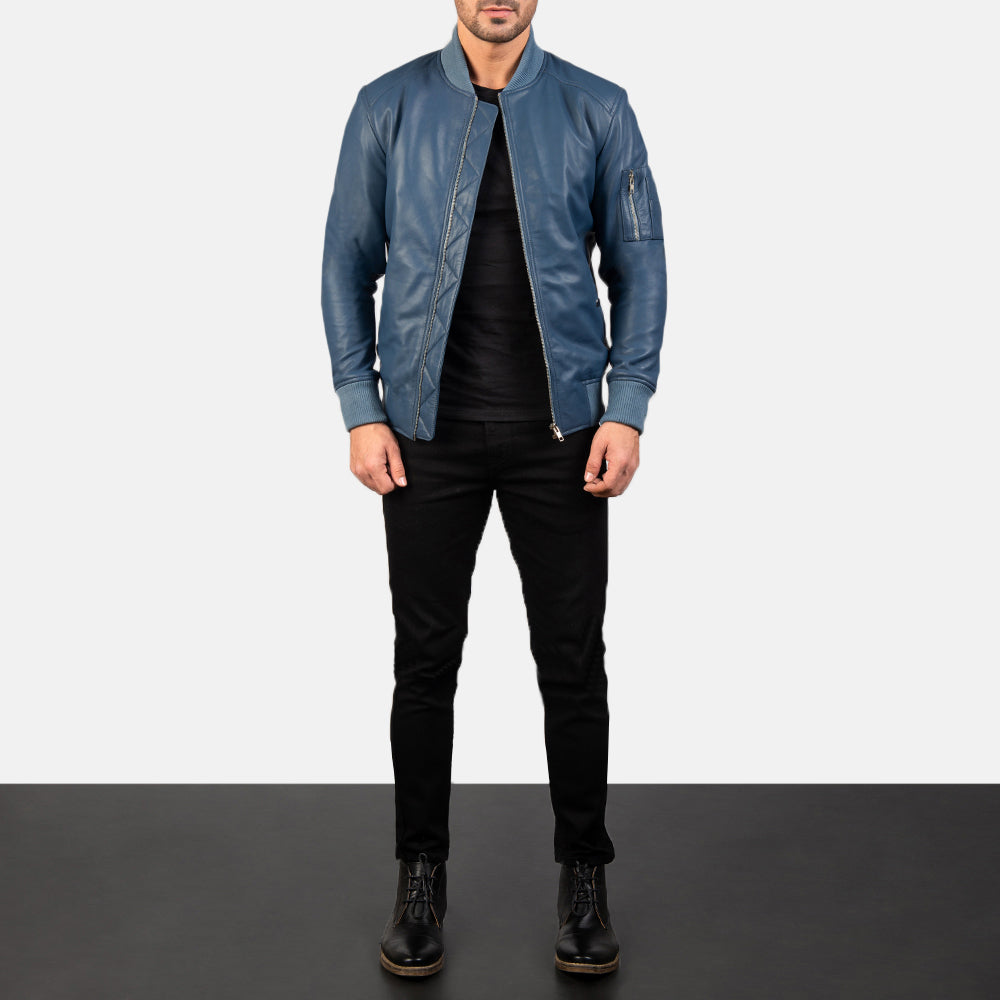 Noirflare Leather Bomber Jacket for sale