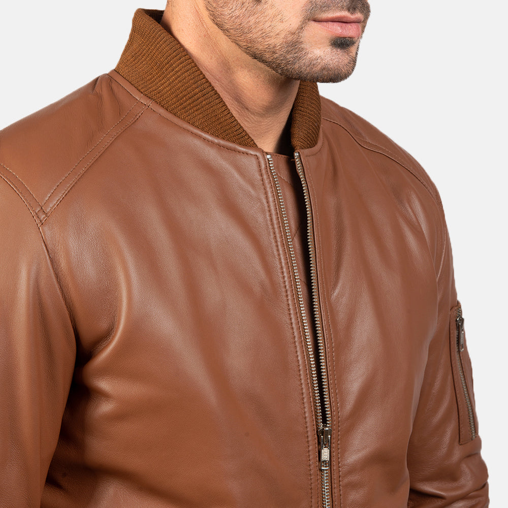 Noirflare Leather Bomber Jacket for sale