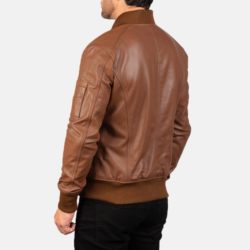 Noirflare Leather Bomber Jacket for sale
